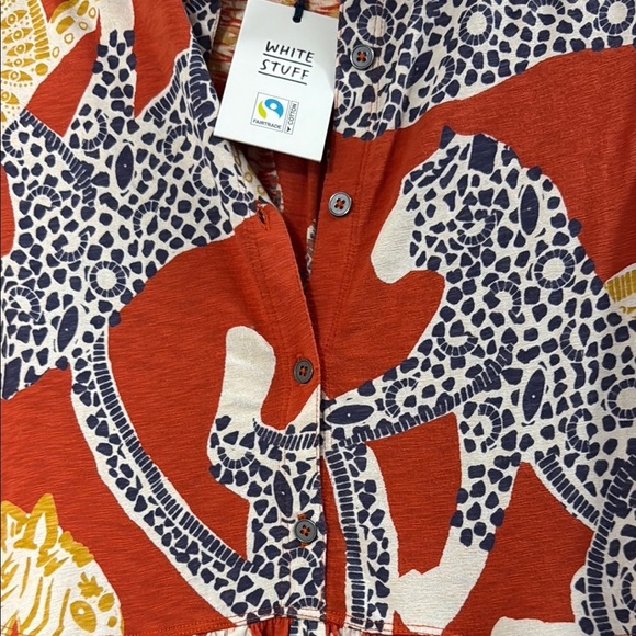 NWT Whit Stuff Red/orange and Yellow Animal Print Maxi Dress organic cotton sz 6 - Picture 2 of 5